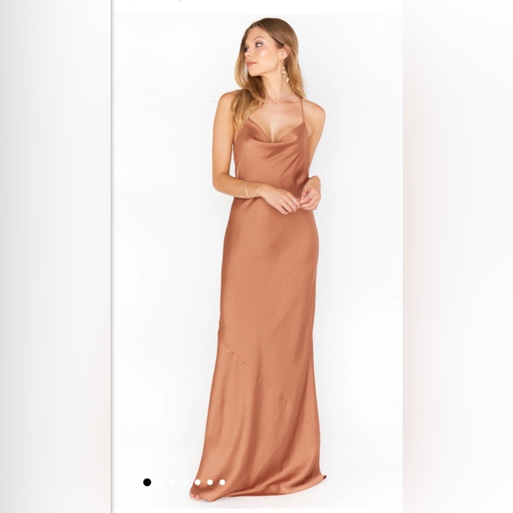 Show Me Your MuMu Copper Satin Maxi Dress